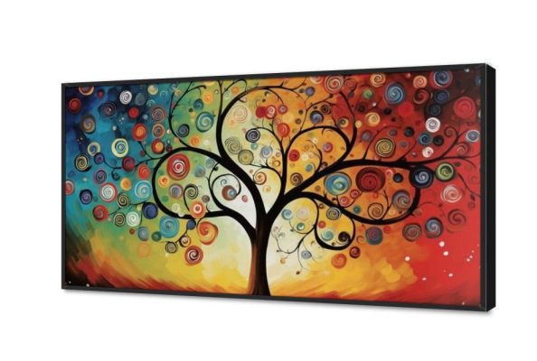 لوحات شجرة الألوان SA1742 كل التابلوهات المودرن, اشجار, اعمال و شركات, تكنولوجى و معلومات, مناظر طبيعية ازرق - تركواز, اصفر, برتقالى, متعدد الالوان اشكال هندسية و زخارف, الوان زيتية - اكريليك, دوائر, لوحات فنية, مودرن غرفة الاستقبال, غرفة المعيشة, مدخل المنزل, مكاتب – شركات - اعمال بالعرض, ببرواز, برواز اسود, مستطيل
