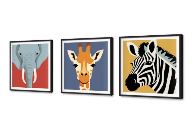 تابلوهات حيوانات الحديقة SA2335 كل التابلوهات المودرن, اطفال, افيال, حيوانات المزرعة, حيوانات مفترسة, زرافات, حيوانات و طيور ازرق - تركواز, اسود, اصفر, اللون الواحد, متعدد الالوان الستريشن - فيكتور, ديجيتال آرت, مودرن غرفة اطفال بالعرض, ببرواز, برواز SF9, برواز اسود, مربع, مستطيل