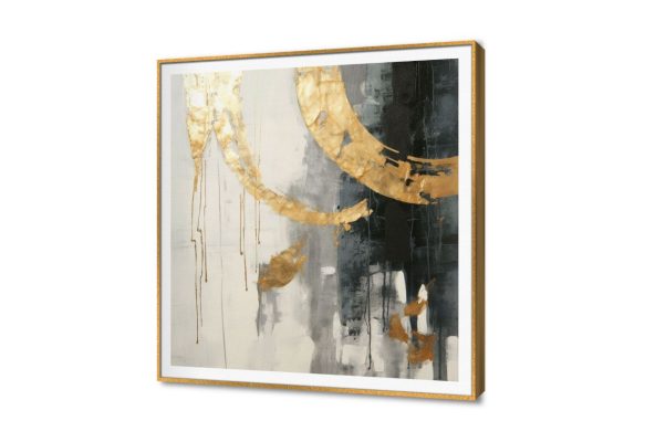 تابلوه مودرن تجريدي SA14480 كل التابلوهات المودرن, تجريدي ابيض و اسود, فضى – ذهبى الوان زيتية - اكريليك, بسيط و هادئ, لوحات فنية, مودرن غرفة الاستقبال, غرفة المعيشة, مدخل المنزل, مكاتب – شركات - اعمال ببرواز, برواز SF9, برواز ذهبى, مربع