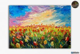 لوحة فنية - حقل زهور SA15256 تابلوهات مودرن ازرق - تركواز لوحات فنية غرفة الاستقبال