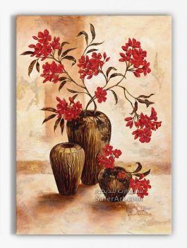تابلوه مودرن - زهور حمراء SA15125 تابلوهات مودرن احمر - نبيتى كلاسيك – نيو كلاسيك غرفة الاستقبال