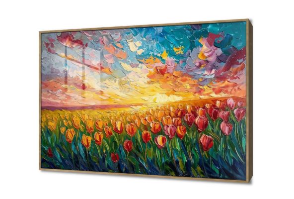 لوحة فنية - حقل زهور SA15256 كل التابلوهات المودرن, سحاب, مزارع - حقول, مناظر طبيعية احمر - نبيتى, اخضر - زيتى, ازرق - تركواز, اصفر, برتقالى, قوى و زاهى الوان زيتية - اكريليك, لوحات فنية, مودرن غرفة المعيشة, مدخل المنزل فصل الربيع, شروق - غروب اكريليك, بالعرض, ببرواز, برواز خشبى, مستطيل