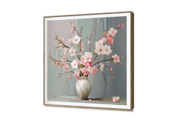 لوحة فنية زهور بينك وأبيض SA15510 كل التابلوهات المودرن, فازات و اوانى, طبيعه صامتة, ورود - زهور - نباتات بينك – فوشيا, رمادى الوان زيتية - اكريليك, بسيط و هادئ, لوحات فنية, مودرن غرفة الاستقبال, غرفة المعيشة, غرفة النوم, مدخل المنزل, مكاتب – شركات - اعمال ببرواز, برواز SF9, برواز خشبى, مربع