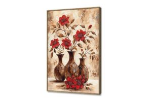 تابلوه مودرن - زهور حمراء SA15125 كل التابلوهات المودرن, فازات و اوانى, طبيعه صامتة, ورود - زهور - نباتات احمر - نبيتى, بنى - بيج الوان زيتية - اكريليك, كلاسيك – نيو كلاسيك, لوحات فنية غرفة الاستقبال, غرفة المعيشة, مدخل المنزل بالطول, ببرواز, برواز خشبى, مستطيل