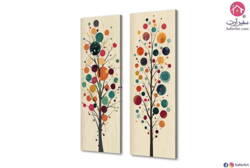 تابلوه شجرة ملونة SA16224 تابلوهات مودرن متعدد الالوان لوحات فنية غرفة الاستقبال