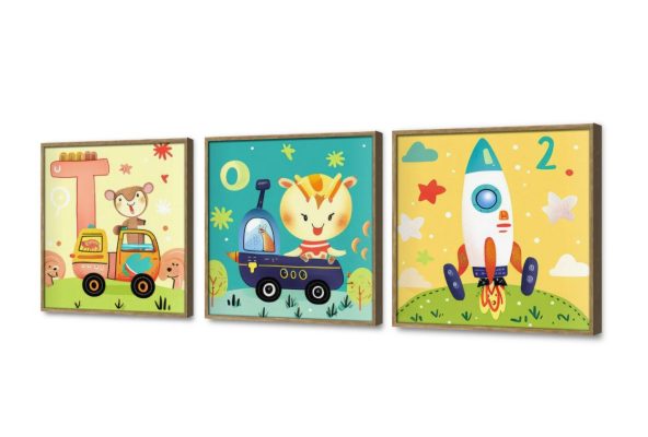 تابلوه مودرن - رسومات أطفال SA16609 كل التابلوهات المودرن, سيارات, سيارات – دراجات - مواصلات اخضر - زيتى, ازرق - تركواز, اصفر, متعدد الالوان الستريشن - فيكتور, لوحات فنية, مودرن غرفة اطفال بالعرض, ببرواز, برواز خشبى