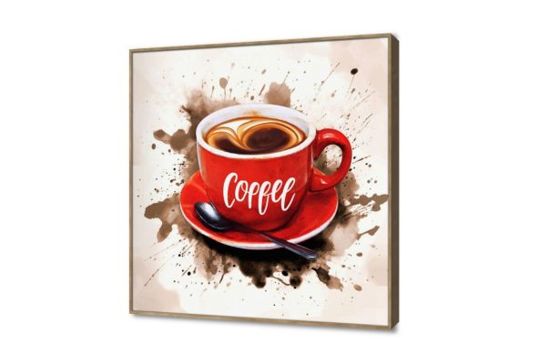 لوحه حائط- لمحبي القهوه SA16527 كل التابلوهات المودرن, قهوة, مشروبات – اطعمة - المطبخ احمر - نبيتى, بنى - بيج الستريشن - فيكتور, لوحات فنية, مودرن غرفة الطعام - المطبخ, مكاتب – شركات - اعمال ببرواز, برواز خشبى, مربع