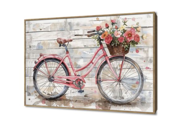 لوحة دراجة بينك SA16599 كل التابلوهات المودرن, درجات هوائية, سيارات – دراجات - مواصلات ابيض - اوف وايت, بينك – فوشيا, رمادى الوان مائية, لوحات فنية, مودرن غرفة بنات بالعرض, ببرواز, برواز خشبى, مستطيل