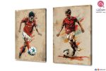 لوحات فنية لاعبين كره قدم SA17012 تابلوهات مودرن احمر - نبيتى لوحات فنية غرفة شباب