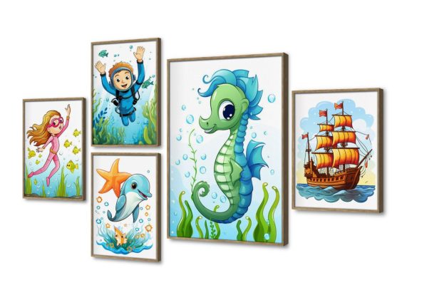لوحات - حيوانات مائية SA16798 كل التابلوهات المودرن, اطفال, قوارب و مراكب, كائنات بحرية - اسماك, بحار و شواطئ و مراكب, شخصيات و وجوه ابيض - اوف وايت, ازرق - تركواز, اصفر, بينك – فوشيا الستريشن - فيكتور, مودرن غرفة اطفال بالعرض, ببرواز, برواز خشبى, مستطيل