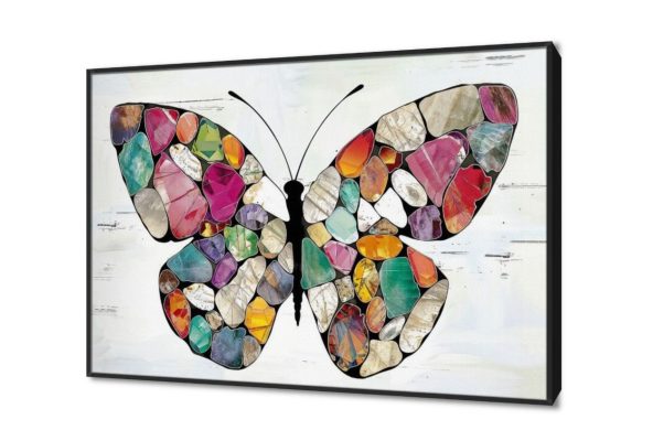 لوحات فنية فراشه ملونه SA17238 كل التابلوهات المودرن, فراشات, حيوانات و طيور متعدد الالوان الوان زيتية - اكريليك, لوحات فنية غرفة المعيشة, غرفة بنات بالعرض, ببرواز, برواز اسود, مستطيل