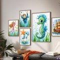 لوحات - حيوانات مائية SA16798 كل التابلوهات المودرن, اطفال, قوارب و مراكب, كائنات بحرية - اسماك, بحار و شواطئ و مراكب, شخصيات و وجوه ابيض - اوف وايت, ازرق - تركواز, اصفر, بينك – فوشيا الستريشن - فيكتور, مودرن غرفة اطفال بالعرض, ببرواز, برواز خشبى, مستطيل