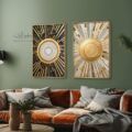 لوحات فنية رسومات هندسيه وزخارف SA17032 ( كل التابلوهات المودرن), اشكال هندسية و زخارف فضى – ذهبى اشكال هندسية و زخارف, تماثل - سيميترى, دوائر, لوحات فنية, مظهر بارز غرفة الاستقبال, مكاتب – شركات - اعمال بالطول, ببرواز, برواز ذهبى, مستطيل