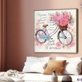 تابلوه -دراجة بينك SA17840 كل التابلوهات المودرن, درجات هوائية, سيارات – دراجات - مواصلات ابيض - اوف وايت, بينك – فوشيا الوان مائية, لوحات فنية, مودرن غرفة المعيشة, غرفة بنات فصل الربيع ببرواز, برواز خشبى, مربع