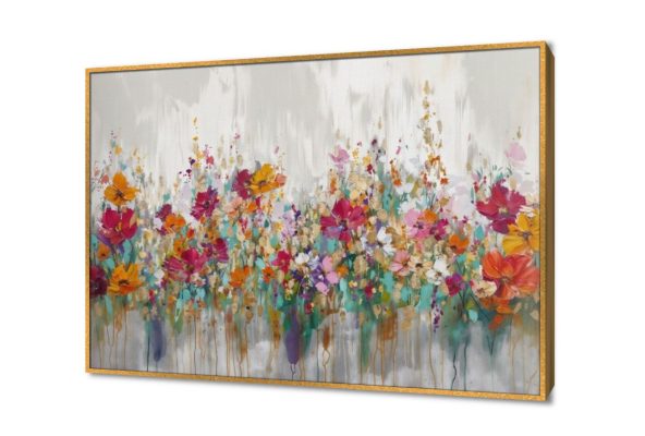 تابلوه - حقول تجريدي SA19776 كل التابلوهات المودرن, تجريدي, ورود - زهور - نباتات متعدد الالوان الوان زيتية - اكريليك, لوحات فنية, مودرن غرفة الاستقبال, غرفة المعيشة, غرفة نوم فصل الربيع بالعرض, ببرواز, برواز ذهبى, مستطيل