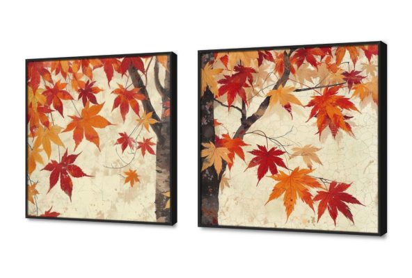 تابلوهات زهور حمراء وصفراء SA20102 كل التابلوهات المودرن, اوراق شجر - نباتات, ورود - زهور - نباتات احمر - نبيتى, برتقالى, بنى - بيج الوان زيتية - اكريليك, لوحات فنية, مودرن غرفة الاستقبال, غرفة المعيشة, مكاتب – شركات - اعمال فصل الخريف بالعرض, ببرواز, برواز اسود, مستطيل