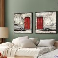 لوحة كلاسيك - سيارة SA20111 كل التابلوهات المودرن, ابواب, سيارات, سيارات – دراجات - مواصلات, اماكن و مدن و مباني احمر - نبيتى, اللون الواحد, رمادى الوان زيتية - اكريليك, عتيق - فينتاج, كلاسيك – نيو كلاسيك, لوحات فنية غرفة المعيشة, غرفة شباب, مكاتب – شركات - اعمال بالعرض, ببرواز, برواز اسود, مستطيل