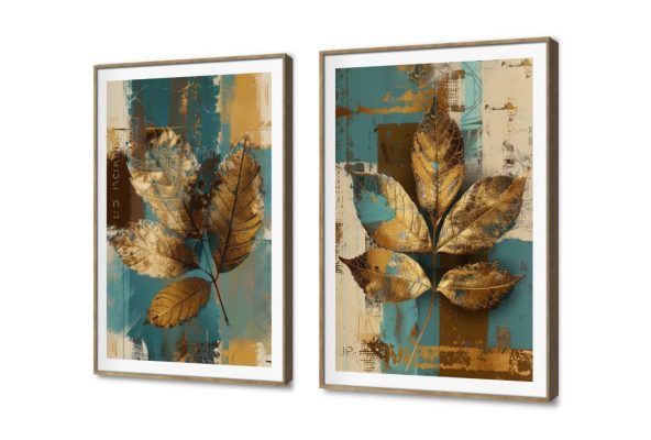 تابلوهات مودرن أوراق شجر ذهبية SA20562 كل التابلوهات المودرن, اوراق شجر - نباتات, تجريدي, ورود - زهور - نباتات ازرق - تركواز, بنى - بيج, فضى – ذهبى الوان زيتية - اكريليك, عتيق - فينتاج, لوحات فنية, مودرن غرفة الاستقبال, غرفة المعيشة, مدخل المنزل, مكاتب – شركات - اعمال بالطول, ببرواز, برواز SF9, مستطيل