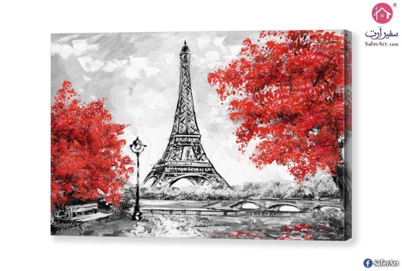 لوحة حائط - باريس SA20772 تابلوهات مودرن احمر - نبيتى دول البحر المتوسط غرفة الاستقبال
