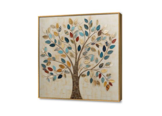 تابلوه مودرن - شجرة ملونة SA22041 كل التابلوهات المودرن, اشجار, مناظر طبيعية متعدد الالوان عتيق - فينتاج, لوحات فنية, مودرن غرفة الاستقبال, غرفة المعيشة, مدخل المنزل ببرواز, برواز ذهبى, مربع