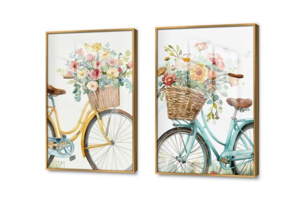 تابلوهات مودرن - دراجة وورود SA22370 كل التابلوهات المودرن, درجات هوائية, هوايات, سيارات – دراجات - مواصلات متعدد الالوان الوان مائية, لوحات فنية, مودرن غرفة المعيشة, غرفة بنات, مكاتب – شركات - اعمال فصل الربيع اكريليك, بالعرض, ببرواز, برواز ذهبى, مستطيل