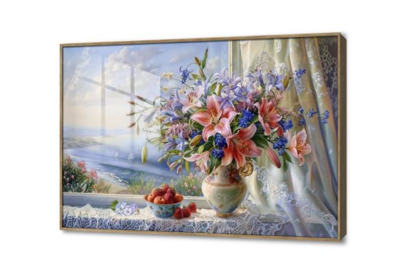 تابلوه مودرن زهور وورود بنفسجى SA22215 كل التابلوهات المودرن, ورود - زهور - نباتات اخضر - زيتى, ازرق - تركواز, بينك – فوشيا الوان زيتية - اكريليك, لوحات فنية غرفة المعيشة, غرفة النوم فصل الربيع اكريليك, بالعرض, ببرواز, برواز خشبى, مستطيل