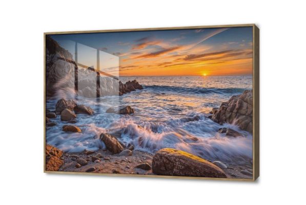 تابلوه مودرن - بحار وشواطئ SA22446 كل التابلوهات المودرن, امواج, بحار و شواطئ و مراكب ازرق - تركواز, برتقالى, بنى - بيج صور فوتوغرافية, مودرن غرفة المعيشة, مكاتب – شركات - اعمال شروق - غروب بالعرض, ببرواز, برواز خشبى, مستطيل