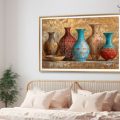 تابلوه - صناعات يدويه SA22590 كل التابلوهات المودرن, فازات و اوانى, طبيعه صامتة احمر - نبيتى, ازرق - تركواز, بنى - بيج الوان زيتية - اكريليك, لوحات فنية غرفة المعيشة, مكاتب – شركات - اعمال بالعرض, ببرواز, برواز SF9, برواز ذهبى, مستطيل