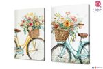 تابلوهات مودرن - دراجة وورود SA22370 تابلوهات مودرن ابيض - اوف وايت لوحات فنية غرفة الاستقبال