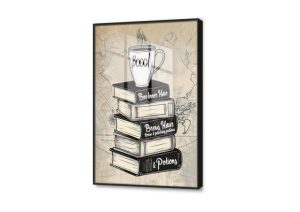لوحات مودرن - محبى الكتب و القراءة SA23032 كل التابلوهات المودرن, هوايات, طبيعه صامتة ابيض و اسود, رمادى رسم خطى, لوحات فنية غرفة المعيشة, غرفة شباب اكريليك, بالطول, ببرواز, برواز اسود, مستطيل