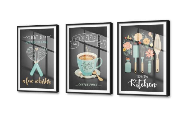 تابلوهات مودرن تصميمات بسيطه للمطبخ SA22829 كل التابلوهات المودرن, قهوة, مشروبات – اطعمة - المطبخ ازرق - تركواز, اسود ديجيتال آرت, مودرن غرفة الطعام - المطبخ اكريليك, بالعرض, ببرواز, برواز SF9, برواز اسود, مستطيل