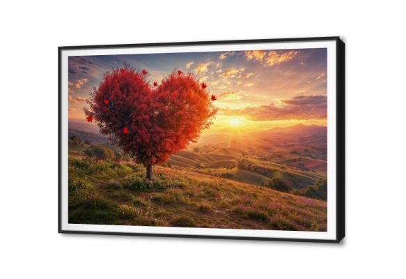 تابلوه رومانسي SA23451 كل التابلوهات المودرن, قلوب, رومانسى احمر - نبيتى, اخضر - زيتى, برتقالى الوان زيتية - اكريليك, لوحات فنية, مودرن غرفة الاستقبال, غرفة المعيشة, غرفة النوم شروق - غروب بالعرض, ببرواز, برواز SF9, برواز اسود, مستطيل