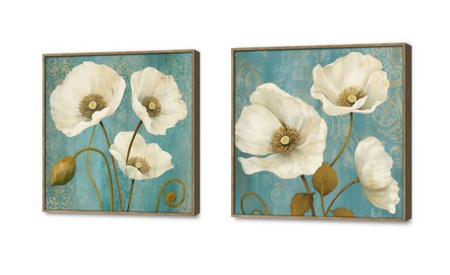 لوحات للديكور - زهور بيضاء SA24206 كل التابلوهات المودرن, ورود - زهور - نباتات ابيض - اوف وايت, ازرق - تركواز الوان زيتية - اكريليك, بسيط و هادئ, لوحات فنية, مودرن غرفة الاستقبال, غرفة النوم, مدخل المنزل فصل الربيع بالعرض, ببرواز, برواز خشبى, مستطيل