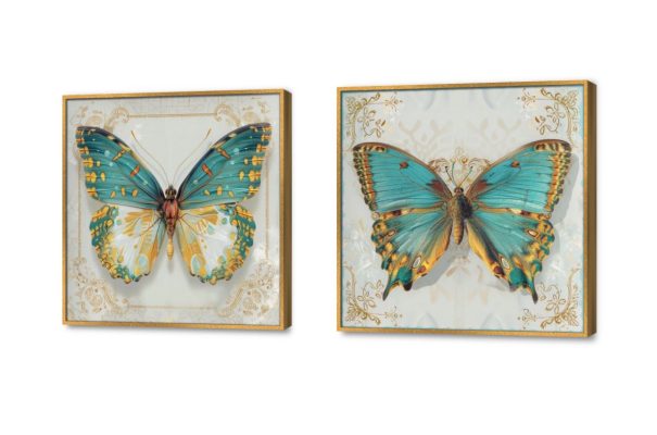 لوحات - فراشات الربيع SA24136 كل التابلوهات المودرن, فراشات, حيوانات و طيور ابيض - اوف وايت, اخضر - زيتى, فضى – ذهبى, قوى و زاهى الستريشن - فيكتور, تماثل - سيميترى, لوحات فنية غرفة الاستقبال, غرفة المعيشة, غرفة النوم بالعرض, ببرواز, برواز ذهبى, مستطيل