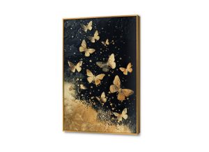 تابلوه مودرن فراشات ذهبى SA24172 كل التابلوهات المودرن, فراشات, حيوانات و طيور اسود, اللون الواحد, فضى – ذهبى ديجيتال آرت, لوحات فنية غرفة المعيشة, غرفة النوم, مكاتب – شركات - اعمال بالطول, ببرواز, برواز ذهبى, مستطيل