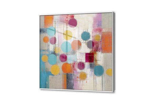 تابلوه تجريدي موف وازرق SA24013 كل التابلوهات المودرن, تجريدي متعدد الالوان اشكال هندسية و زخارف, الوان زيتية - اكريليك, دوائر, لوحات فنية غرفة المعيشة, مكاتب – شركات - اعمال اكريليك, ببرواز, برواز ابيض, مربع