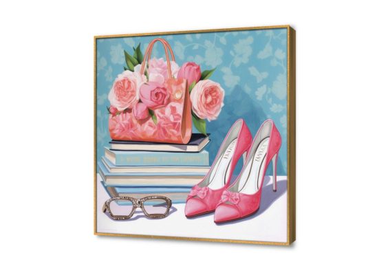 تابلوه مودرن - لغرف البنات SA24269 كل التابلوهات المودرن, فاشون - ازياء, موضة – ازياء - بنات ازرق - تركواز, بينك – فوشيا الوان زيتية - اكريليك, لوحات فنية غرفة بنات ببرواز, برواز ذهبى, مربع
