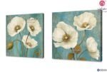 لوحات للديكور - زهور بيضاء SA24206 تابلوهات مودرن ابيض - اوف وايت لوحات فنية غرفة الاستقبال