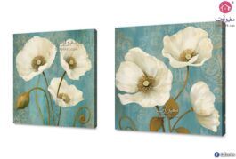 لوحات للديكور - زهور بيضاء SA24206 تابلوهات مودرن ابيض - اوف وايت لوحات فنية غرفة الاستقبال