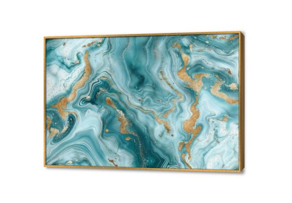 تابلوه مودرن - ازرق SA24577 كل التابلوهات المودرن, تجريدي ابيض - اوف وايت, ازرق - تركواز, فضى – ذهبى الوان مائية, لوحات فنية غرفة الاستقبال, مدخل المنزل, مكاتب – شركات - اعمال بالعرض, ببرواز, برواز ذهبى, مستطيل