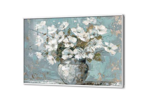 لوحة - زهور وورود بيضاء SA24532 كل التابلوهات المودرن, ورود - زهور - نباتات ابيض - اوف وايت, ازرق - تركواز, رمادى الوان زيتية - اكريليك, لوحات فنية, مودرن غرفة الاستقبال, غرفة المعيشة, غرفة نوم, مدخل المنزل, مكاتب – شركات - اعمال فصل الربيع بالعرض, ببرواز, برواز ابيض, مستطيل
