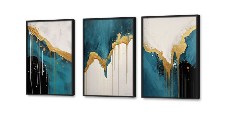 لوحه فنيه تجريدى SA24612 كل التابلوهات المودرن, تجريدي ازرق - تركواز, اسود, فضى – ذهبى الوان زيتية - اكريليك, لوحات فنية غرفة الاستقبال, مكاتب – شركات - اعمال بالعرض, ببرواز, برواز اسود, مستطيل