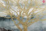 تابلوه الشجرة الذهبية SA24827 تابلوهات مودرن رمادى لوحات فنية غرفة الاستقبال