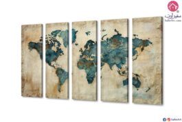 تابلوه مودرن - خريطة العالم SA25801 تابلوهات مودرن اخضر - زيتى لوحات فنية غرفة شباب