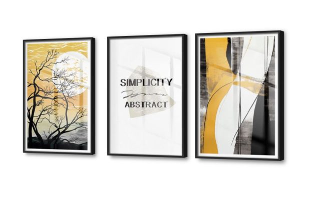 لوحات تجريدى بسيط SA26564 كل التابلوهات المودرن, English Text & Quotes, تجريدي ابيض - اوف وايت, اسود, اصفر الوان زيتية - اكريليك, كتابات و حروف, لوحات فنية, مودرن غرفة الاستقبال, غرفة المعيشة, مدخل المنزل, مكاتب – شركات - اعمال اكريليك, بالطول, بالعرض, ببرواز, برواز اسود, مستطيل