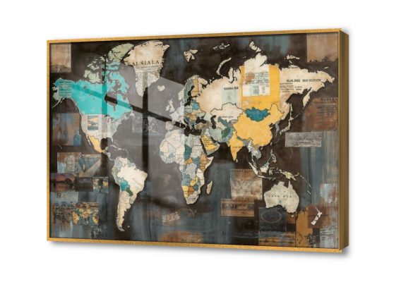 تابلوه خريطة العالم كولاج SA26195 كل التابلوهات المودرن, خرائط, اماكن و مدن و مباني ازرق - تركواز, اصفر, بنى - بيج ديجيتال آرت, لوحات فنية, مودرن غرفة المعيشة, مكاتب – شركات - اعمال اكريليك, بالعرض, ببرواز, برواز ذهبى, مستطيل