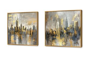تابلوه مودرن - نيويورك SA26395 كل التابلوهات المودرن, تجريدي, اماكن و مدن و مباني اصفر, رمادى الوان زيتية - اكريليك, لوحات فنية, مودرن غرفة المعيشة, مدخل المنزل, مكاتب – شركات - اعمال بالعرض, ببرواز, برواز ذهبى, مستطيل