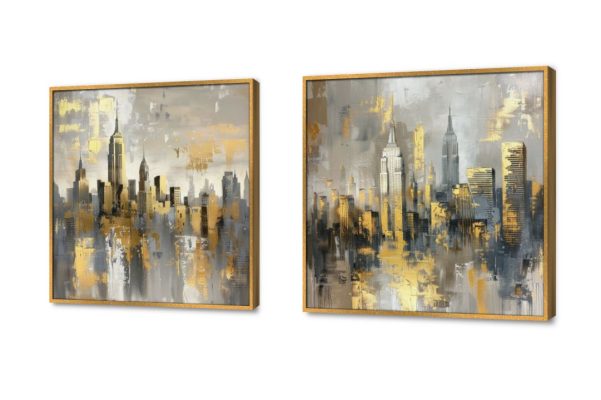 تابلوه مودرن - نيويورك SA26395 كل التابلوهات المودرن, تجريدي, اماكن و مدن و مباني اصفر, رمادى الوان زيتية - اكريليك, لوحات فنية, مودرن غرفة المعيشة, مدخل المنزل, مكاتب – شركات - اعمال بالعرض, ببرواز, برواز ذهبى, مستطيل