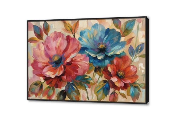 تابلوه ورورد حمراء وزرقاء SA25918 كل التابلوهات المودرن, ورود - زهور - نباتات احمر - نبيتى, اخضر - زيتى, ازرق - تركواز الوان زيتية - اكريليك, لوحات فنية, مودرن غرفة المعيشة, غرفة النوم, مدخل المنزل, مكاتب – شركات - اعمال فصل الربيع بالعرض, ببرواز, برواز اسود, مستطيل