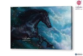 لوحة فنية - حصان أسود SA26202 تابلوهات مودرن ازرق - تركواز لوحات فنية غرفة الاستقبال